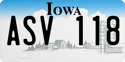 IA license plate ASV118