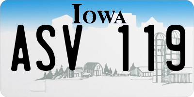 IA license plate ASV119