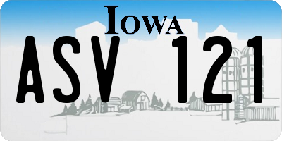 IA license plate ASV121
