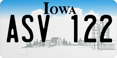 IA license plate ASV122