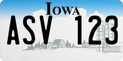 IA license plate ASV123