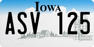IA license plate ASV125
