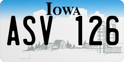 IA license plate ASV126