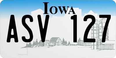 IA license plate ASV127
