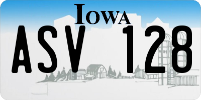 IA license plate ASV128