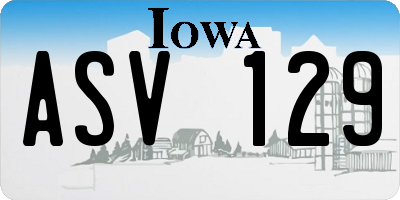IA license plate ASV129