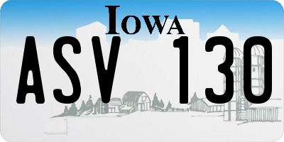 IA license plate ASV130