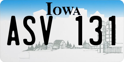 IA license plate ASV131