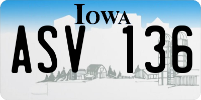 IA license plate ASV136