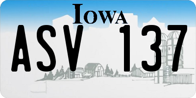 IA license plate ASV137
