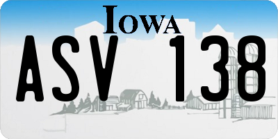 IA license plate ASV138
