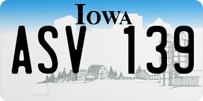 IA license plate ASV139