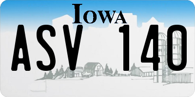 IA license plate ASV140
