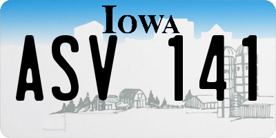 IA license plate ASV141