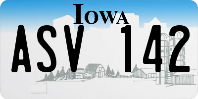 IA license plate ASV142