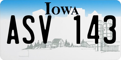 IA license plate ASV143