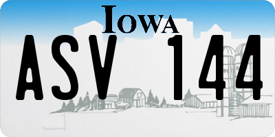 IA license plate ASV144