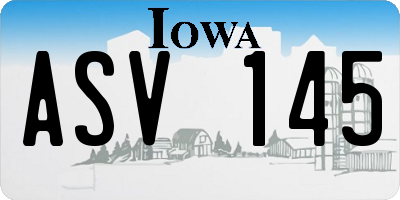IA license plate ASV145