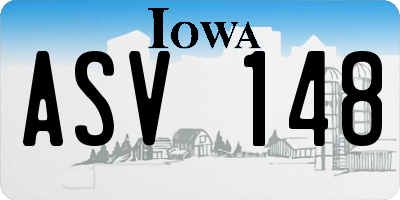 IA license plate ASV148