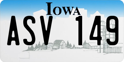 IA license plate ASV149
