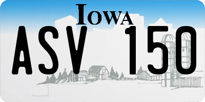 IA license plate ASV150