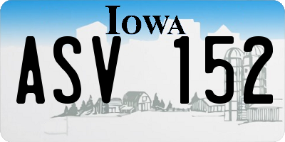 IA license plate ASV152