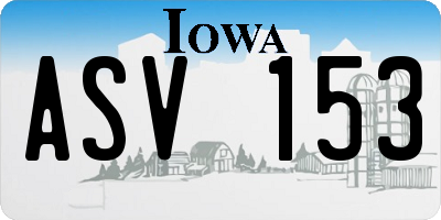 IA license plate ASV153