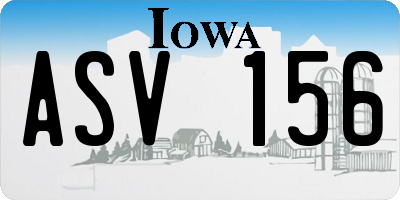 IA license plate ASV156