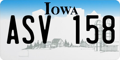 IA license plate ASV158