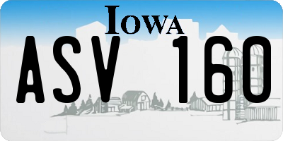 IA license plate ASV160