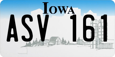 IA license plate ASV161