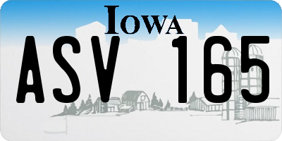 IA license plate ASV165