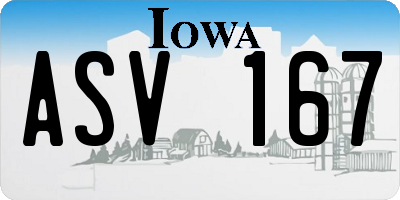 IA license plate ASV167