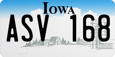 IA license plate ASV168