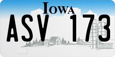 IA license plate ASV173