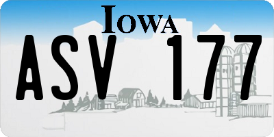 IA license plate ASV177