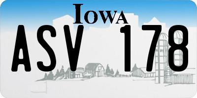IA license plate ASV178