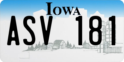 IA license plate ASV181