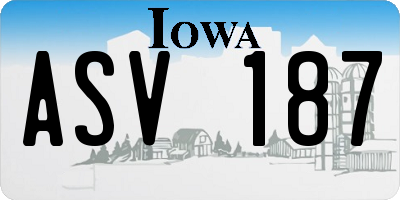 IA license plate ASV187