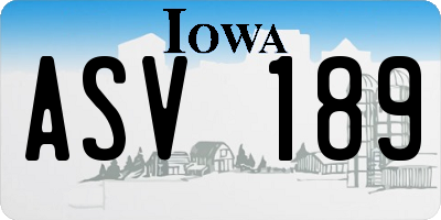 IA license plate ASV189