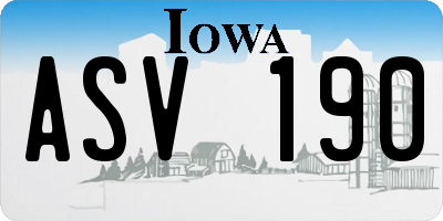 IA license plate ASV190