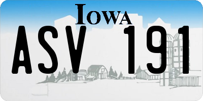 IA license plate ASV191