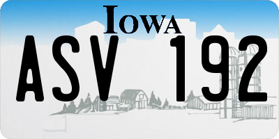 IA license plate ASV192