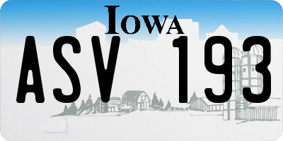 IA license plate ASV193