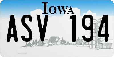 IA license plate ASV194