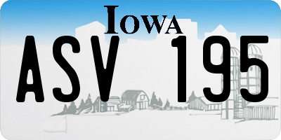 IA license plate ASV195