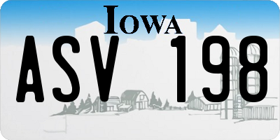 IA license plate ASV198