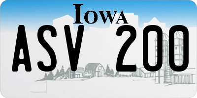 IA license plate ASV200