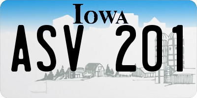IA license plate ASV201
