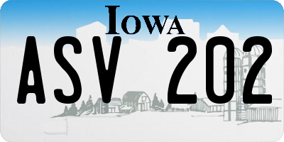 IA license plate ASV202